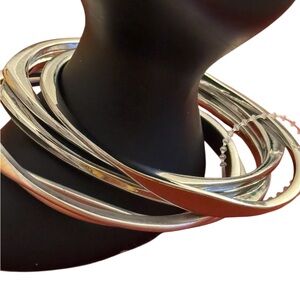 Chico’s Elegant Silver Bangle Bracelet Set